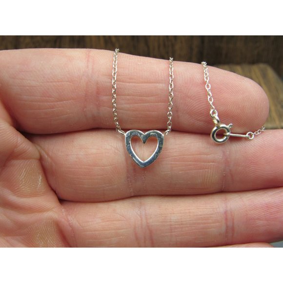 18 Inch Sterling Silver Small Heart Necklace - Picture 2 of 6